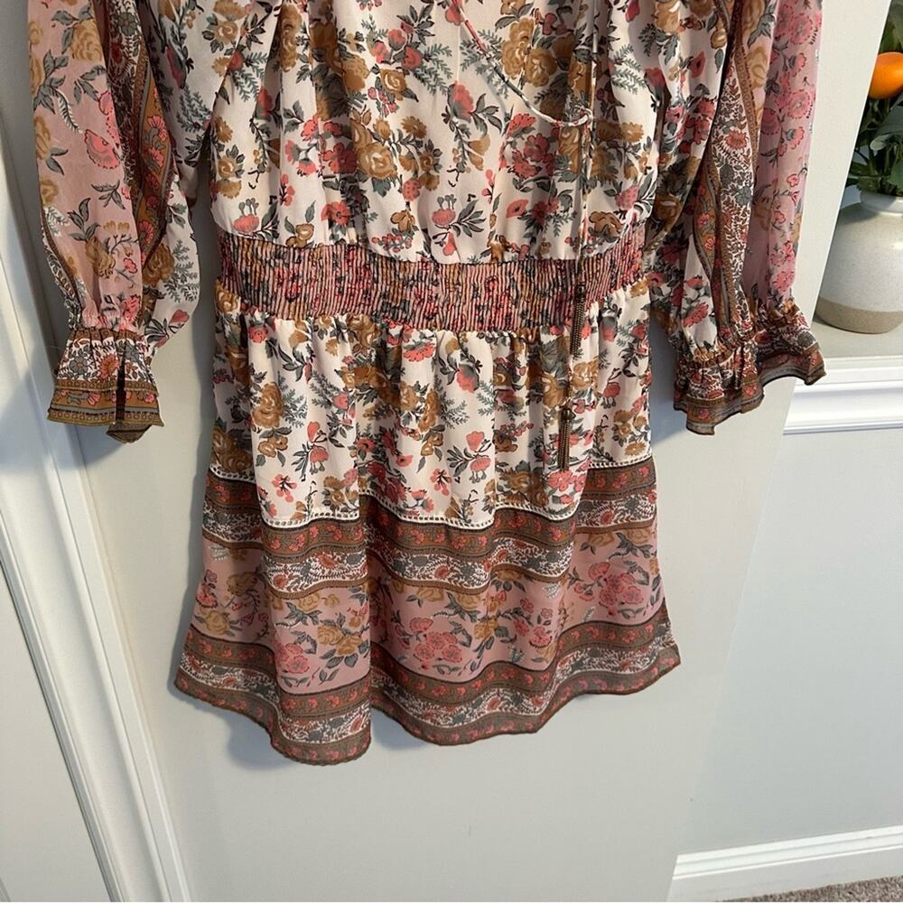 Anthropologie Love The Label Floral Long Sleeve Mini Dress Small - Picture 10 of 10
